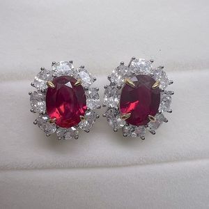 Ruby halo white sapphire‎ earrings